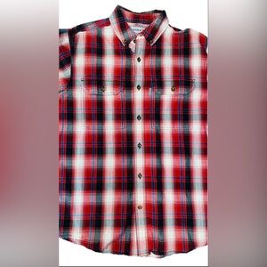 Carhartt Relaxed Fit Red, Blue, White and Black Casual Plaid Button Down Shirt